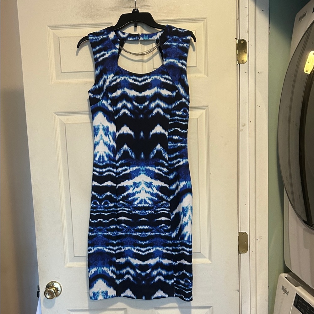 Jennifer Lopez Black, Blue and White Dress Size 8